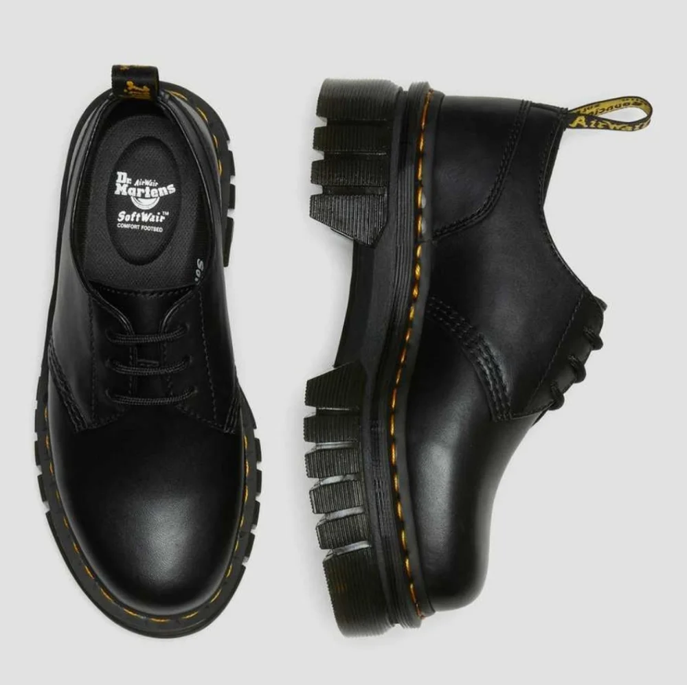 Dr. Martens Audrick 3-Eye Womens Casual Black Leather Platform Shoes NWT